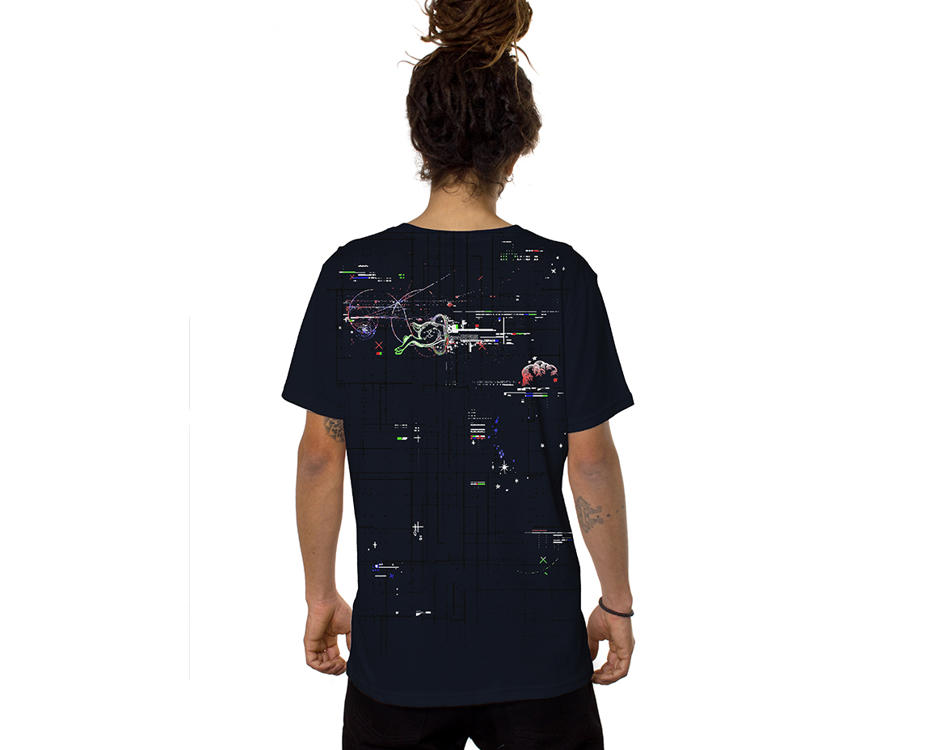 men t-shirt in navy with a digital psychedelic print 